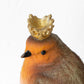 Robin with Gold Crown Small Realistic Bird Ornament