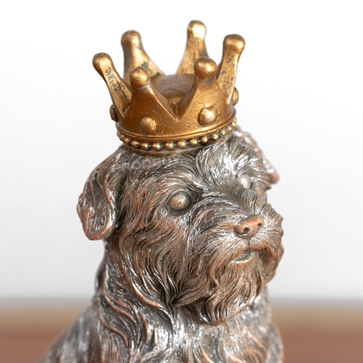 Set of 3 Small Resin Dog Ornaments with Gold Crowns