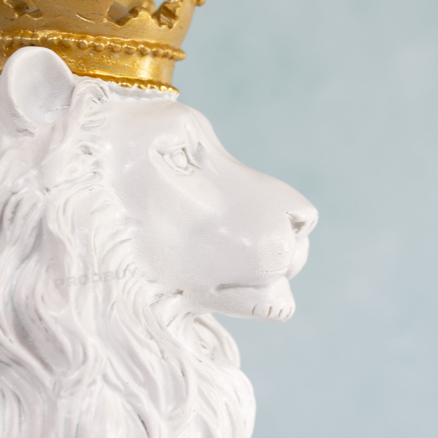 Sitting White Lion with Gold Crown 28cm Tall Ornament