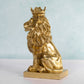 Sitting Gold Colour Lion with Crown 28cm Tall Ornament