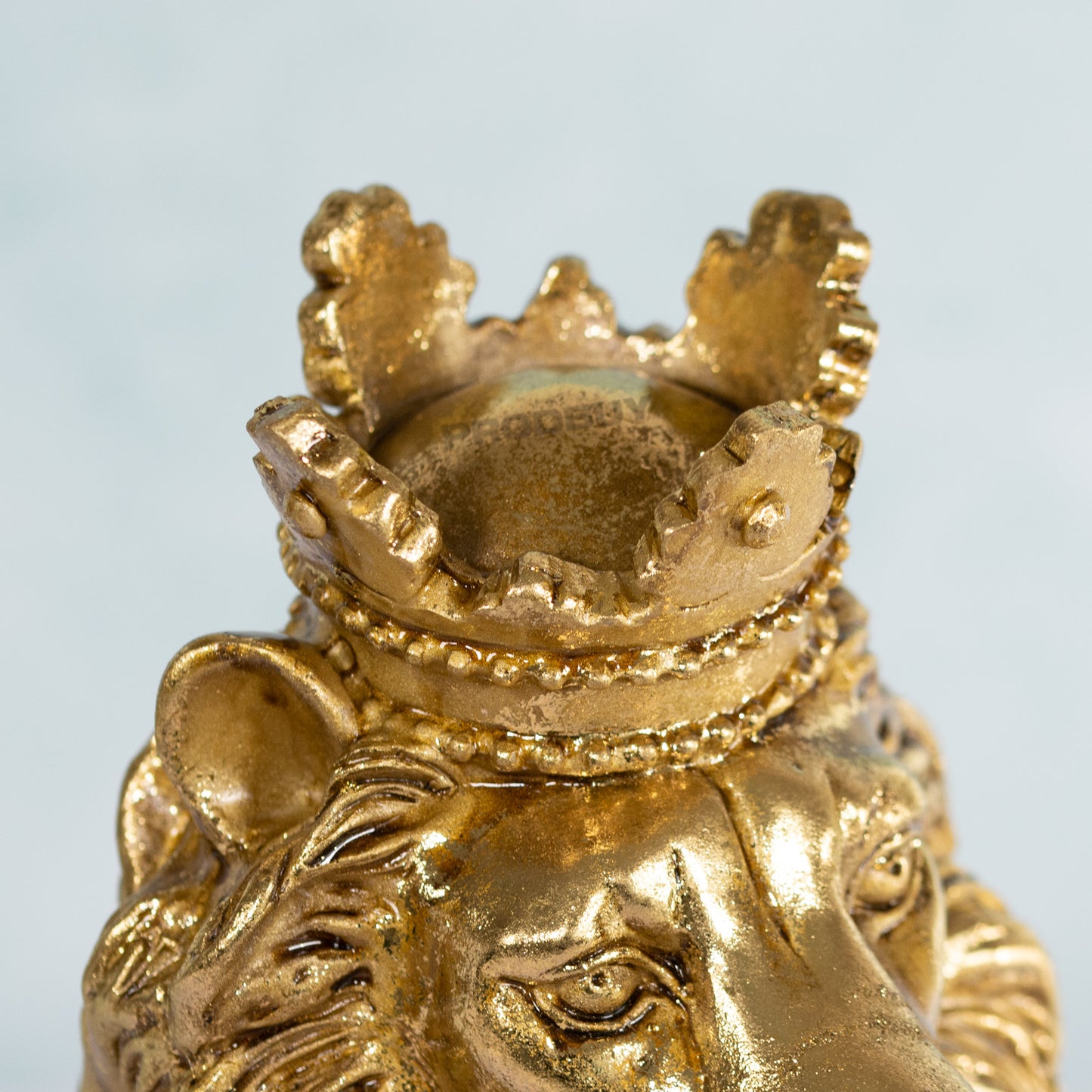 Sitting Gold Colour Lion with Crown 28cm Tall Ornament