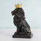 Sitting Black Lion with Gold Crown 28cm Tall Ornament