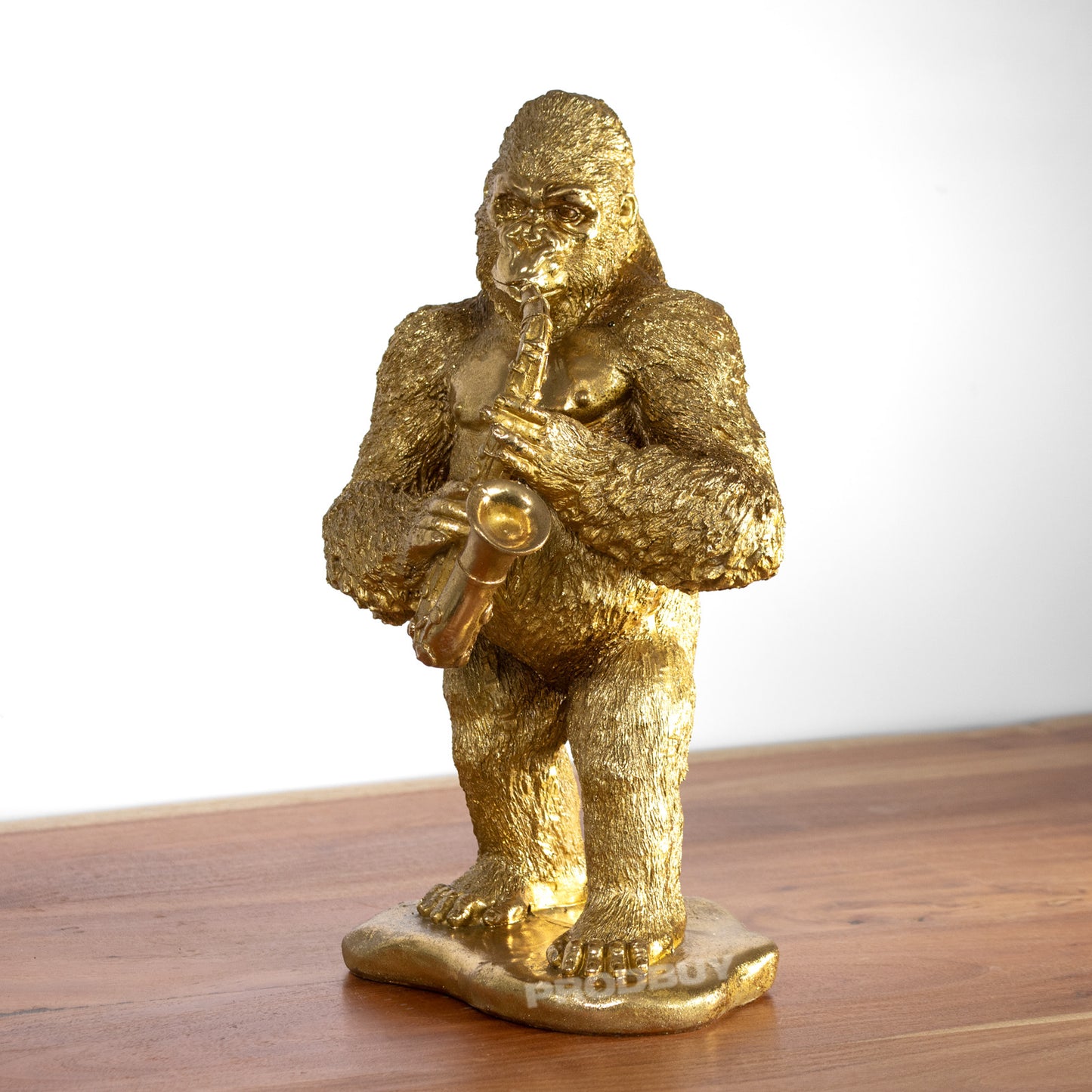 Gorilla Playing Saxophone 39cm Gold Resin Ornament