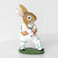Rabbit Playing Cricket 32cm Resin Garden Lawn Ornament Sculpture