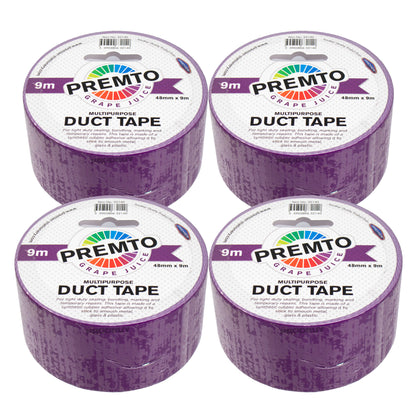 Set of 4 Rolls of Colour Duct Tape 48mm x 9m - Colour Choice