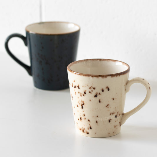 Set of 2 Earthy Coffee Mugs 250ml Slate Grey & Cream