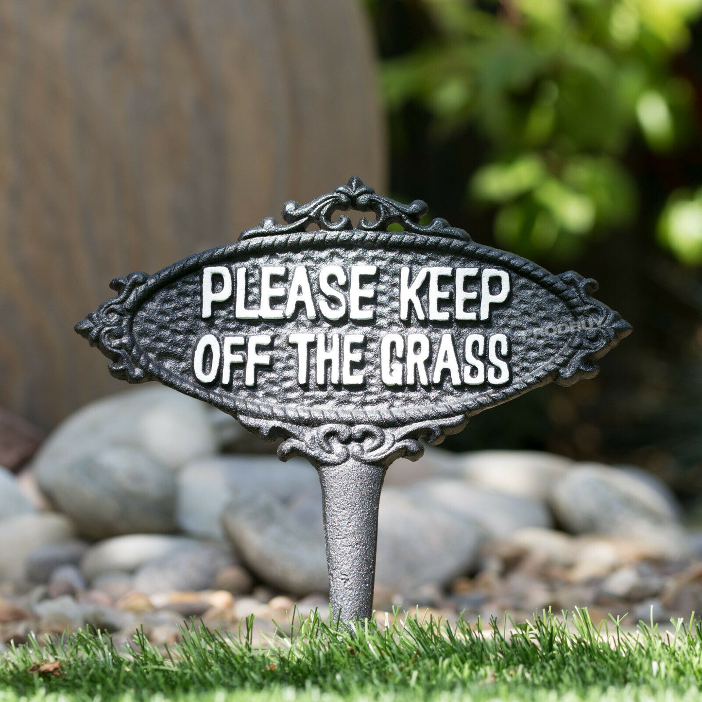 Cast Iron 'Please Keep Off The Grass' Garden Sign