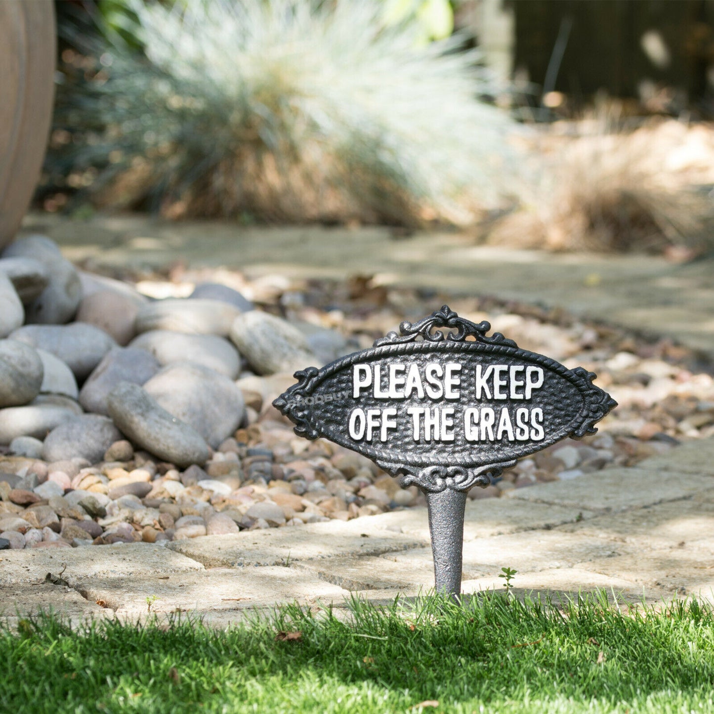 Cast Iron 'Please Keep Off The Grass' Garden Sign