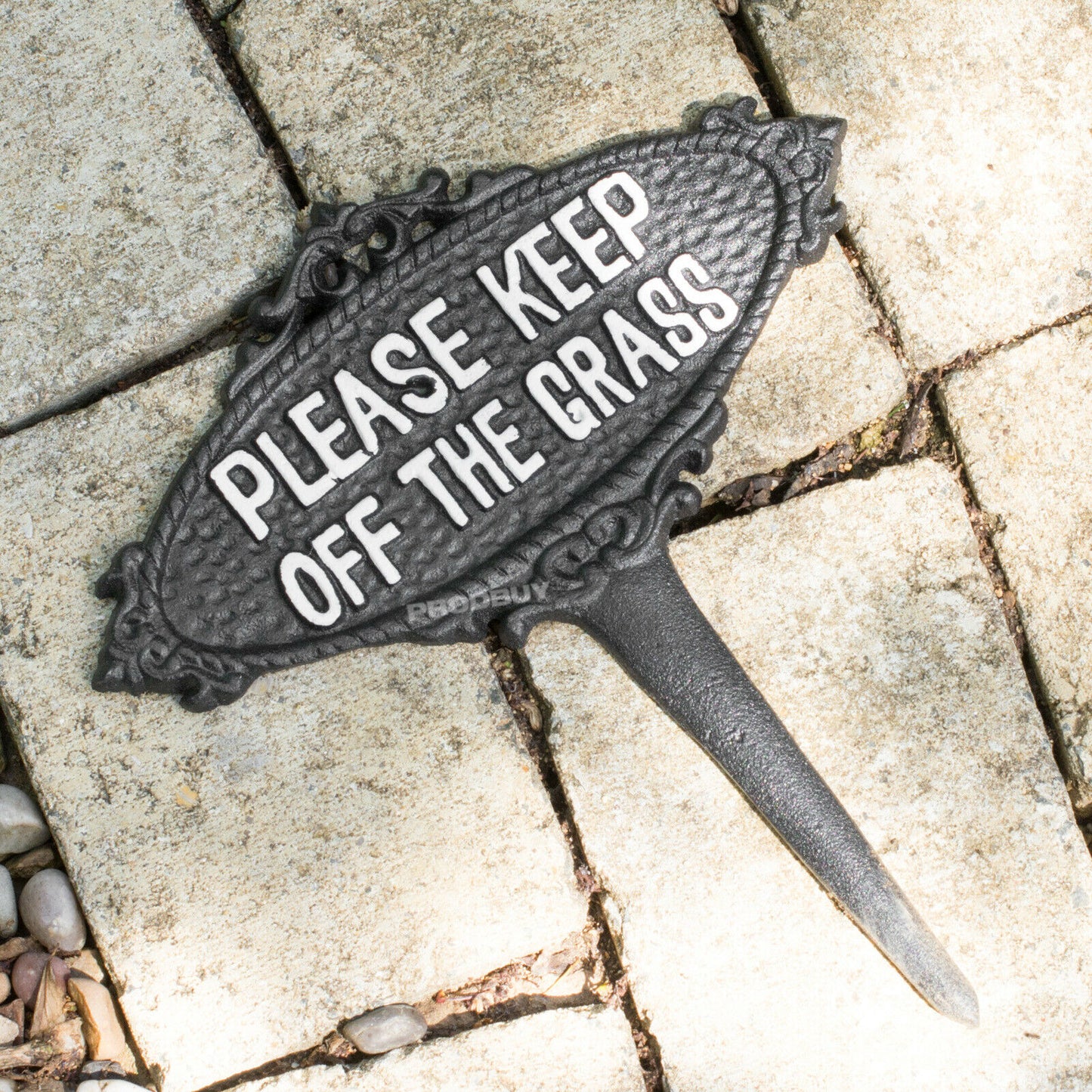 Cast Iron 'Please Keep Off The Grass' Garden Sign