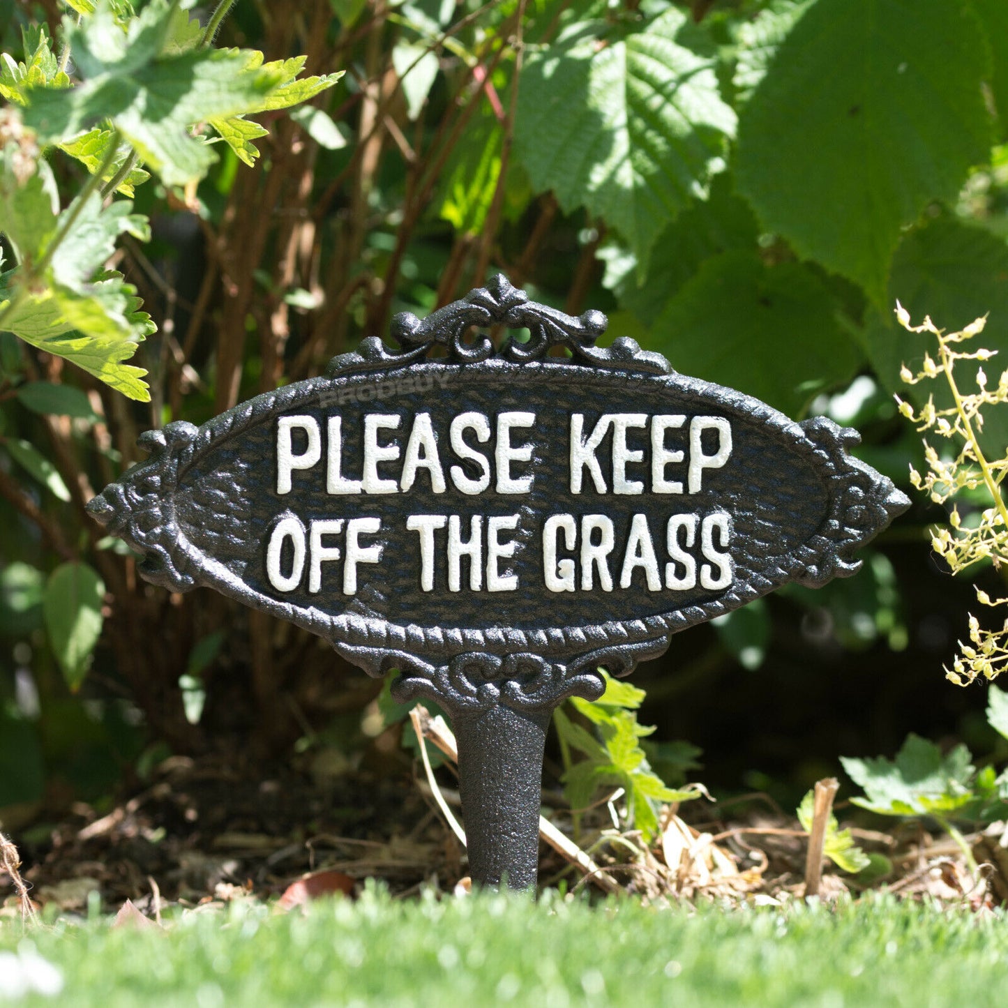 Cast Iron 'Please Keep Off The Grass' Garden Sign