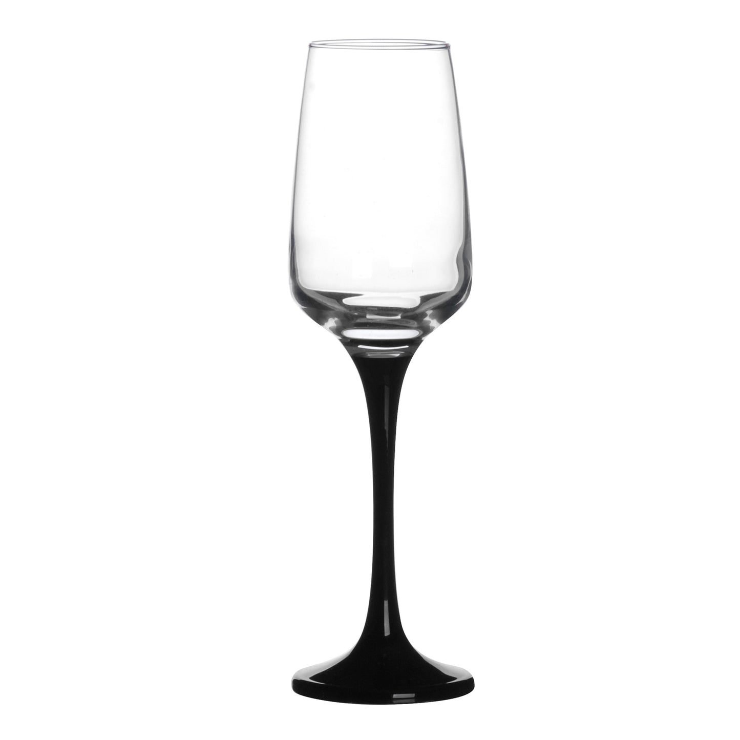 Set of 6 x 230ml Black Stem Champagne Sparkling Wine Prosecco Glasses Cocktail