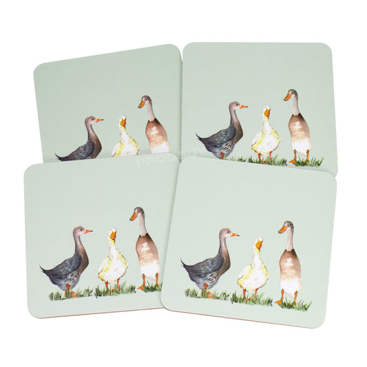 Set of 4 Cork Drinks Coasters - Riverdale Farm Ducks design