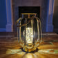 LED Battery Operated Gold Table Lantern Lamp
