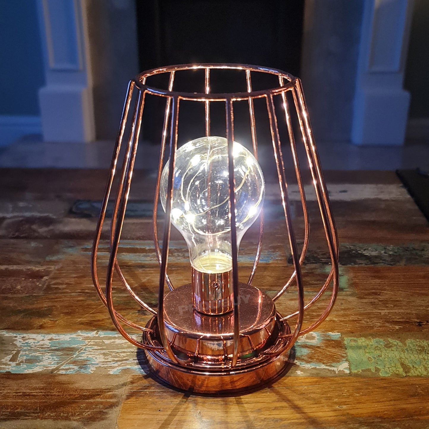 LED Battery Operated Copper Table Lamp