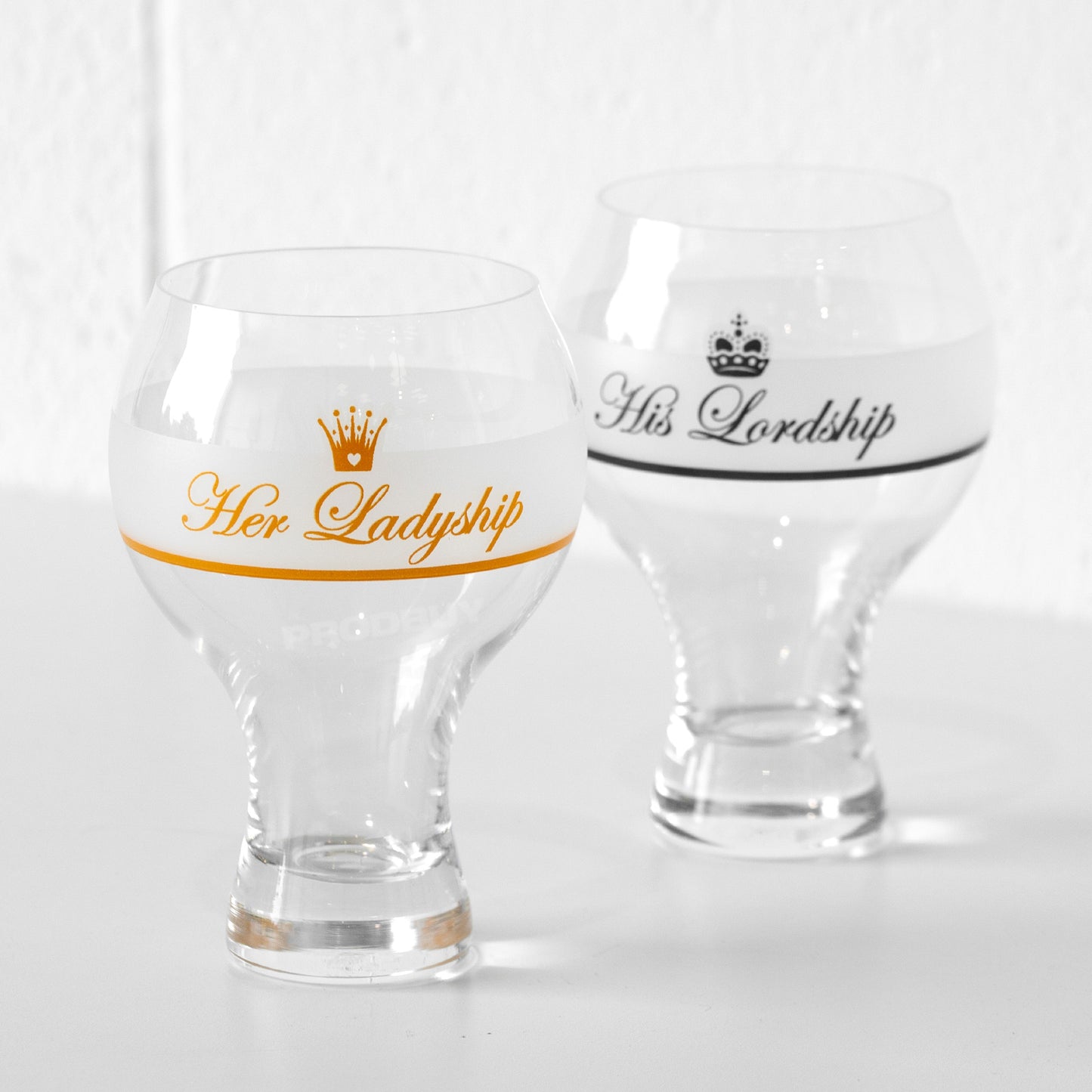 Set of 2 His Lordship and Her Ladyship Gin Glasses Bubble Stem