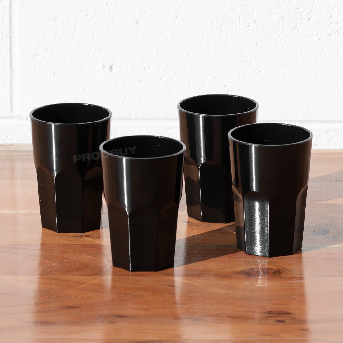 Set of 4 Black Reusable Plastic Drinking Tumblers