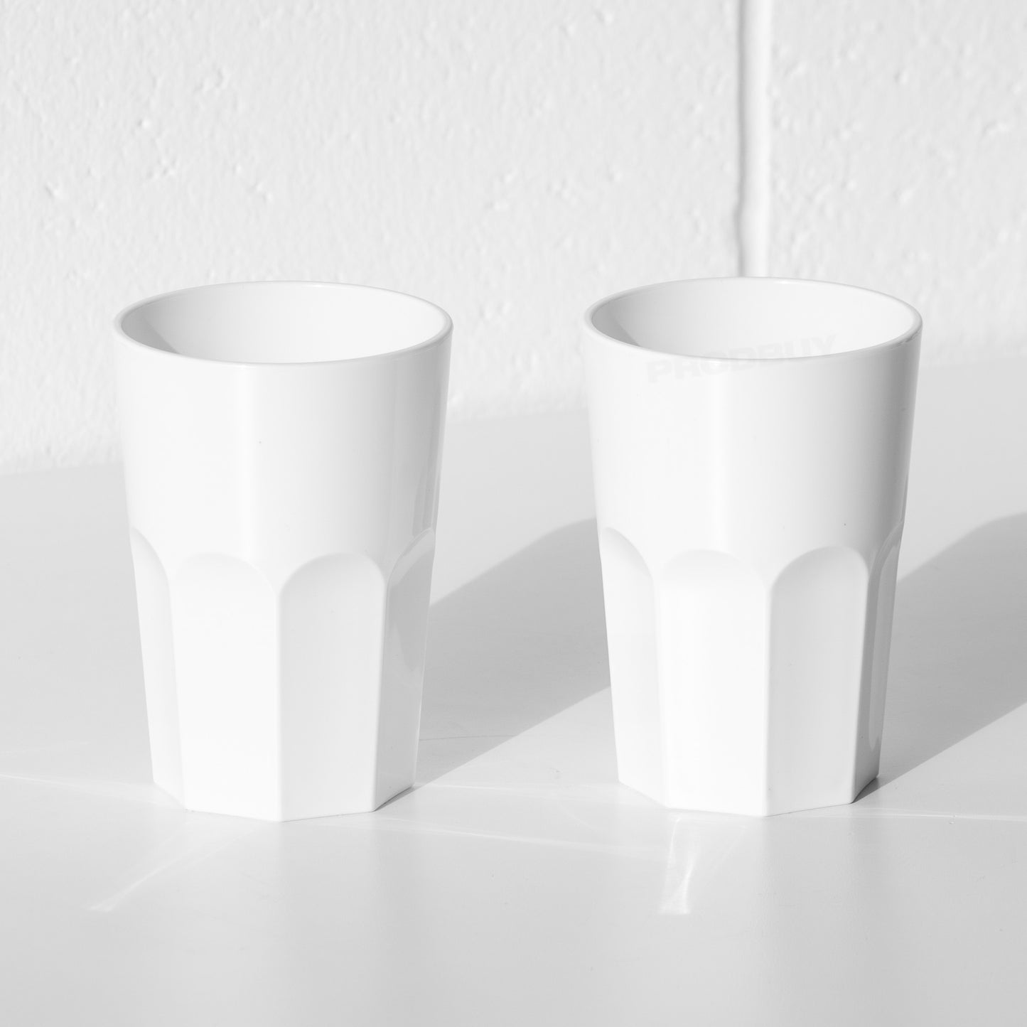 Set of 4 White Reusable Plastic Drinking Glasses