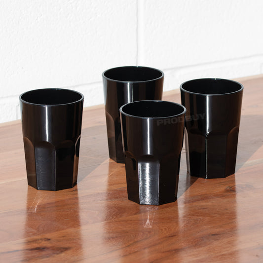 Set of 4 Black Reusable Plastic Drinking Tumblers