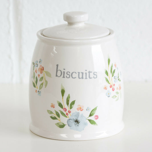 Vintage Floral Round Ceramic Biscuit Storage Barrel