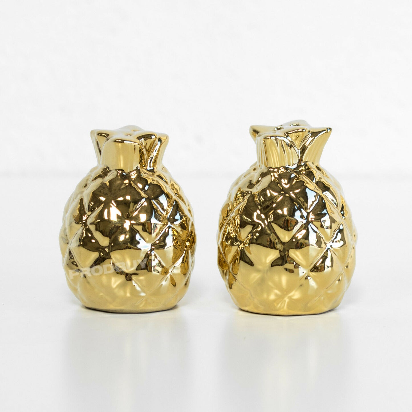 Gold Pineapple Shaped Salt & Pepper Pots Shakers Condiment Set Home Decor Object