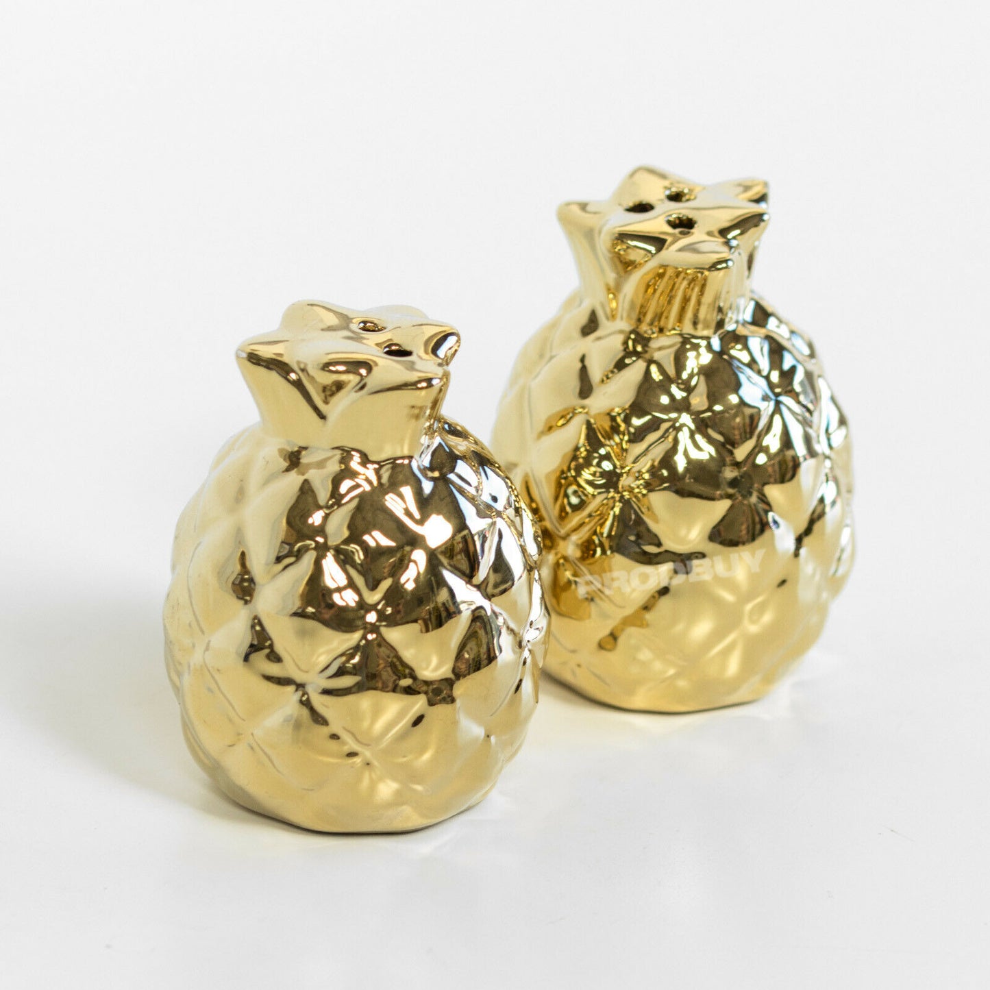 Gold Pineapple Shaped Salt & Pepper Pots Shakers Condiment Set Home Decor Object