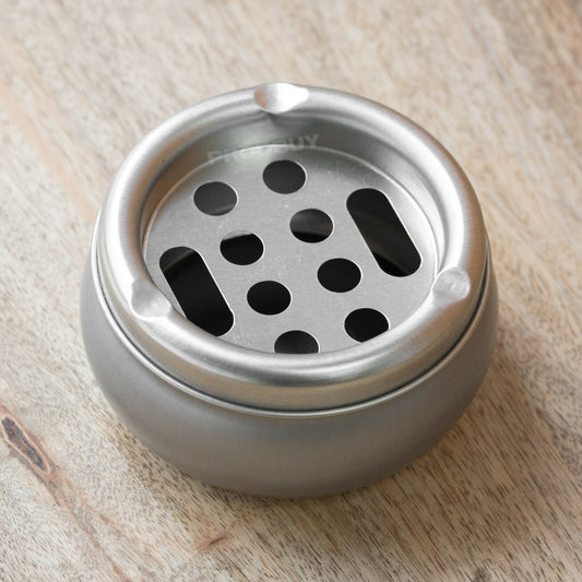 Round Brushed Metal Ashtrays with Lids