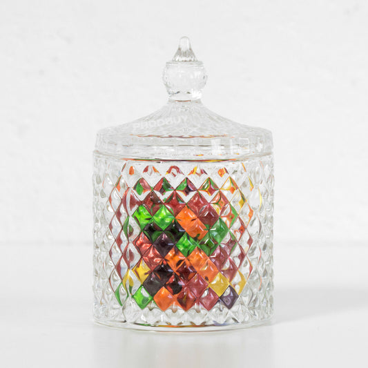 Small Retro Glass Sweet Jar with Lid