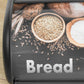 Large Black Metal Bread Bin Roll Top Lid Box Tin Kitchen Storage Container Crock