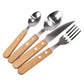 16 Piece Stainless Steel Cutlery Set Vintage Wooden Handles Picnic Camping Spoon