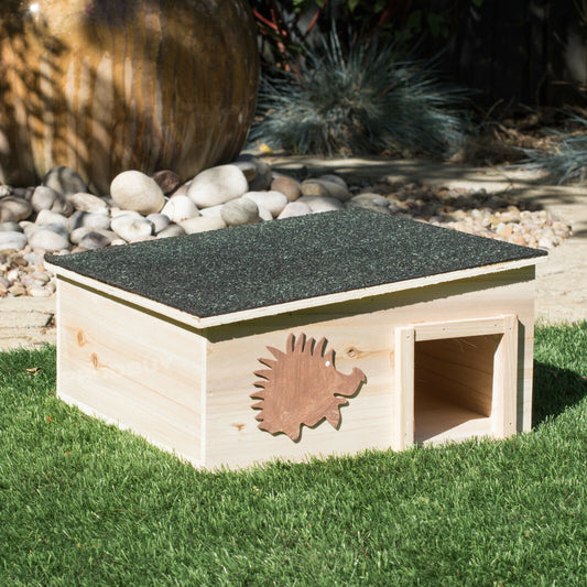 Felt Roof Wooden Hedgehog House Shelter Hibernation Habitat Nesting Home Box