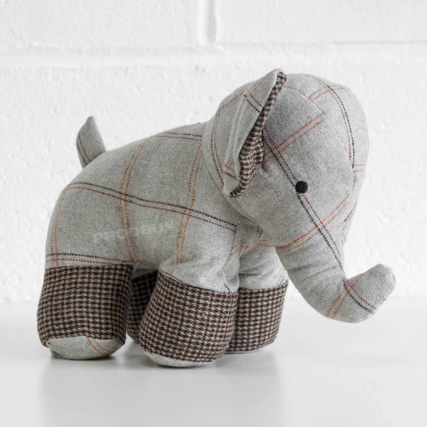 Elephant 1kg Tartan Fabric Door Stop