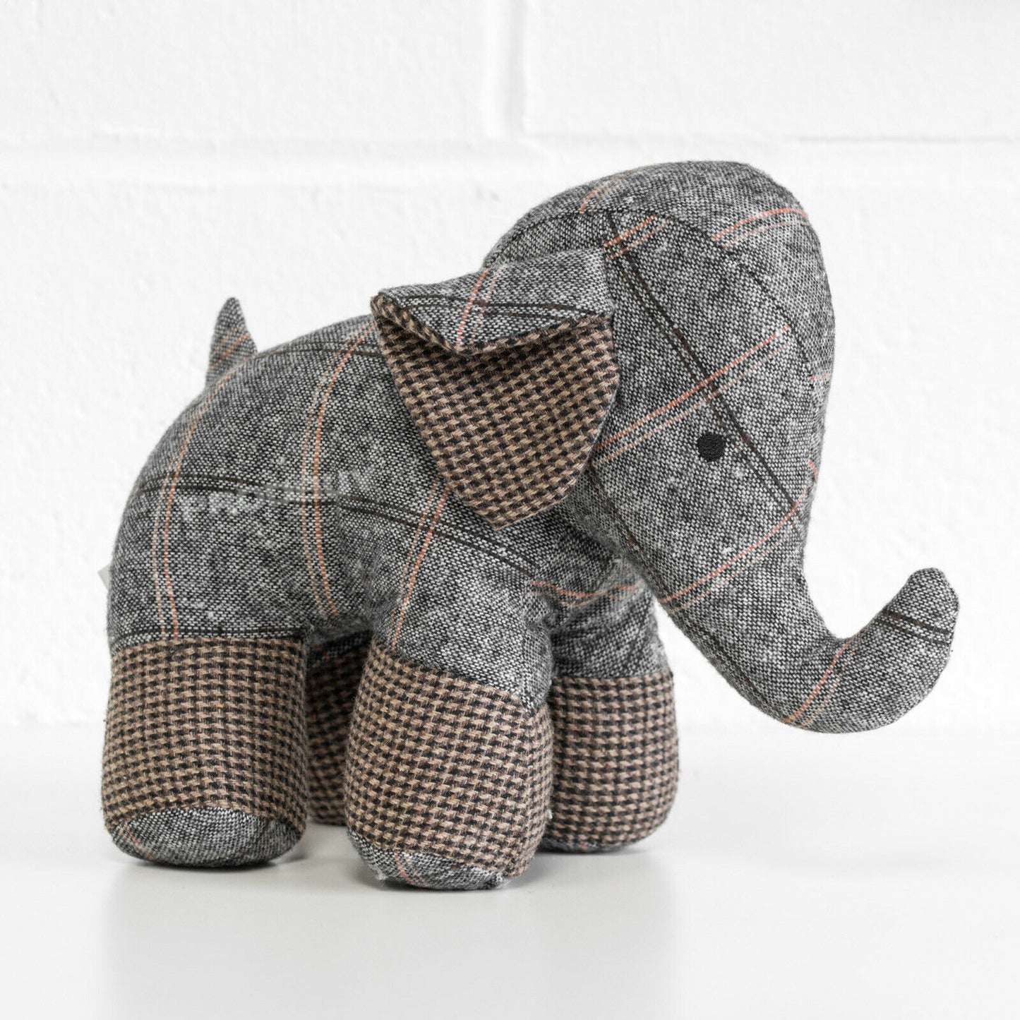 Elephant 1kg Tartan Fabric Door Stop