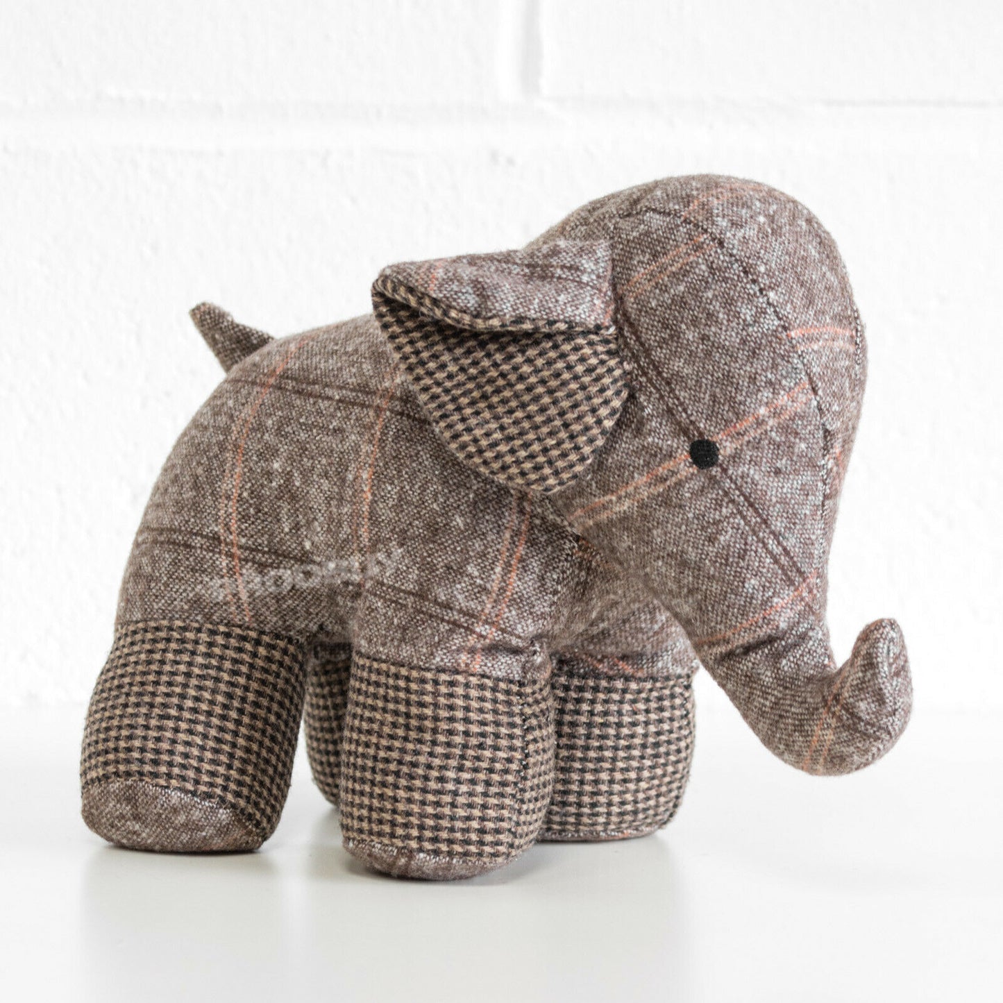 Elephant 1kg Tartan Fabric Door Stop