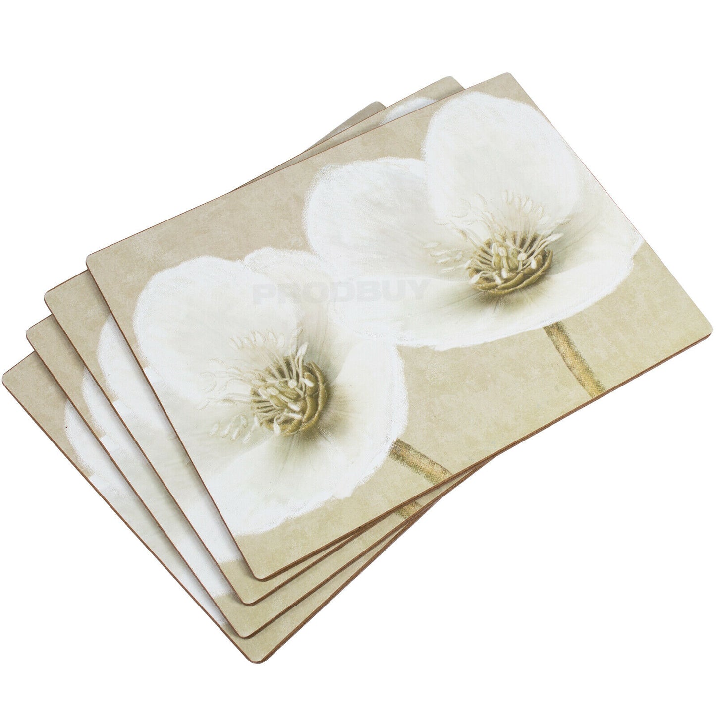 Set of 4 Placemats & 4 Coasters Helleborus Floral