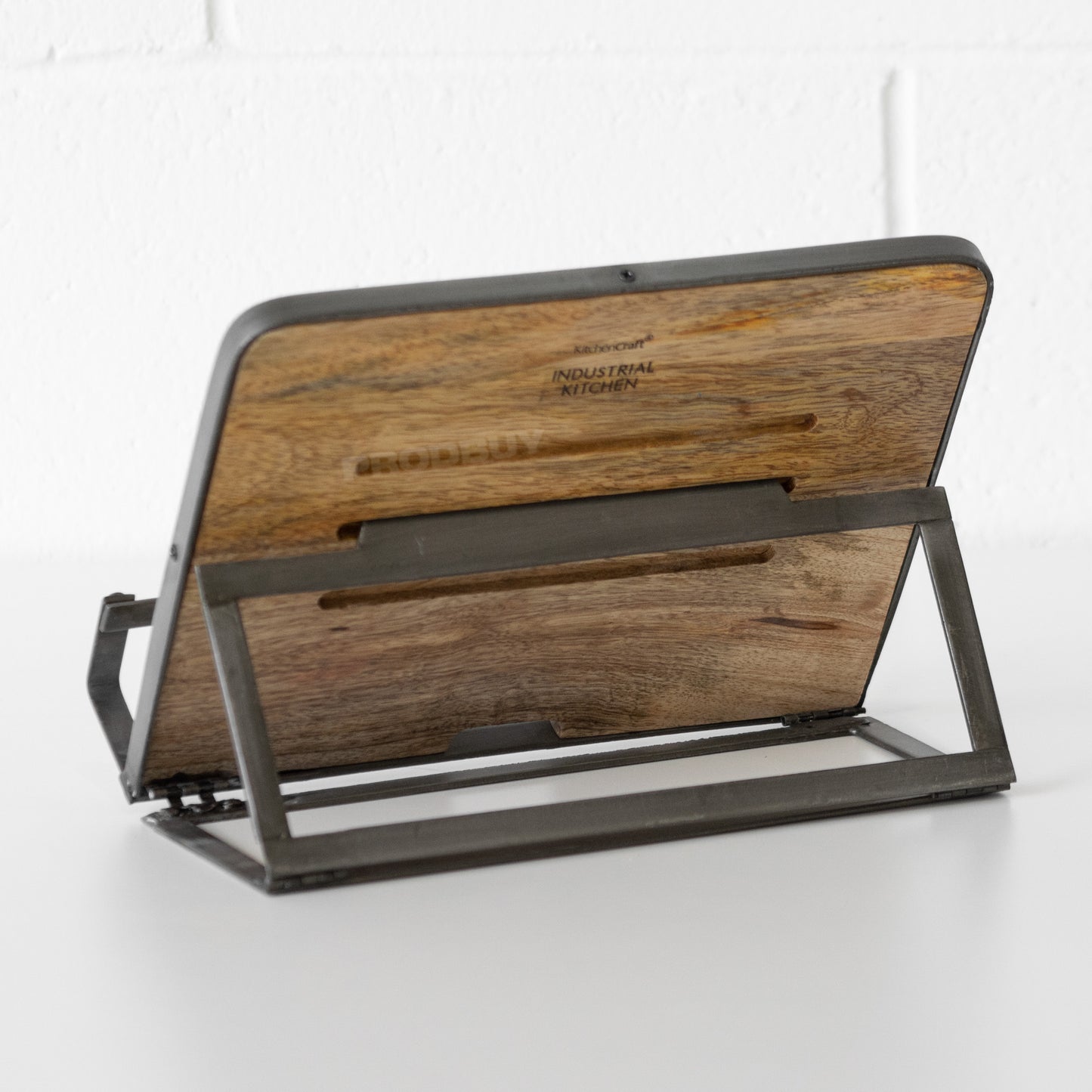 Industrial Metal & Wood Cook Book Recipe Holder Stand