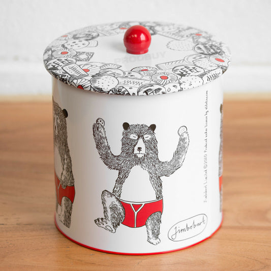 Humorous Bear Biscuit Barrel 3.5 Litre Cookie Container Tin