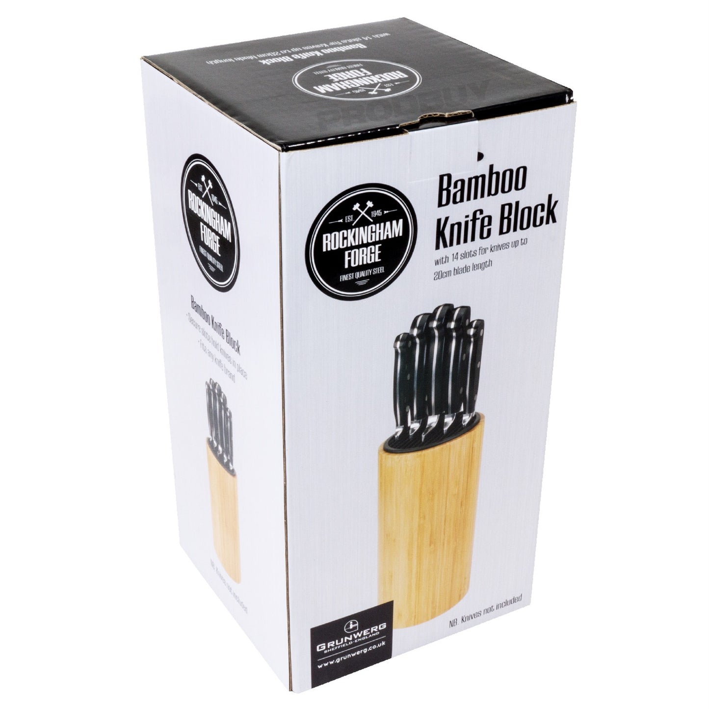 Grunwerg Universal Kitchen Knife Storage Block Wooden Bamboo Knives Holder Rack