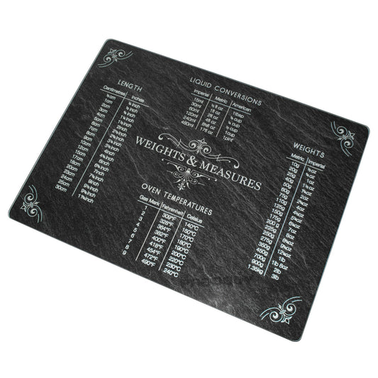 Glass 'Weights & Measures' Slate Effect Chopping Board