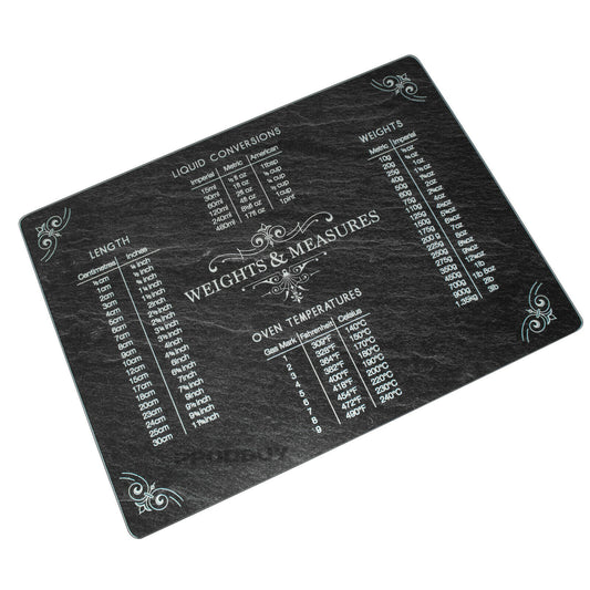 Glass 'Weights & Measures' Slate Effect Chopping Board