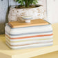Striped Country Kitchen Ceramic Butter Serving Storage Dish with Wooden Lid