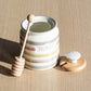 Small Striped Honey Pot with Wooden Lid & Dipper