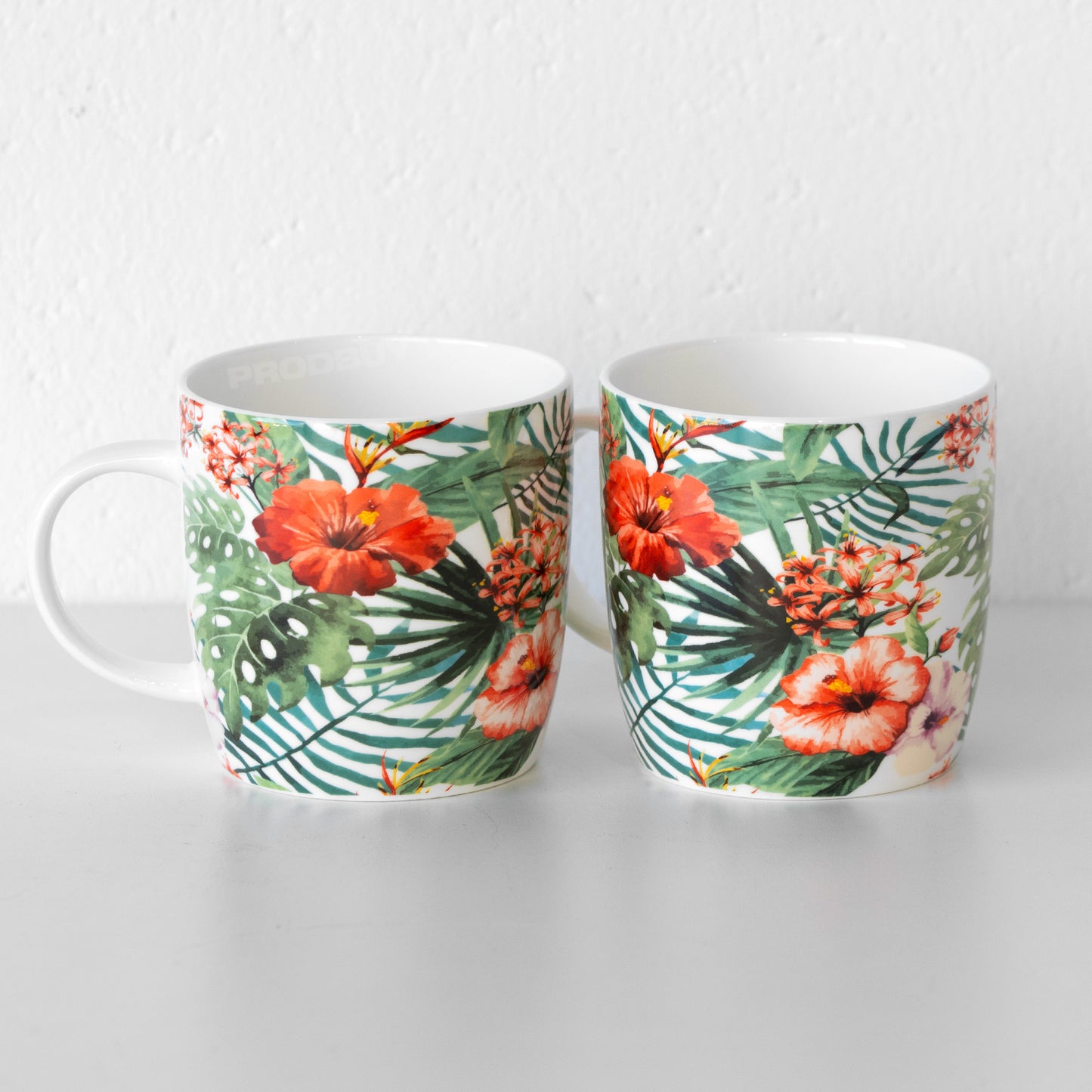 Set of 4 Floral Jungle Coffee Mugs