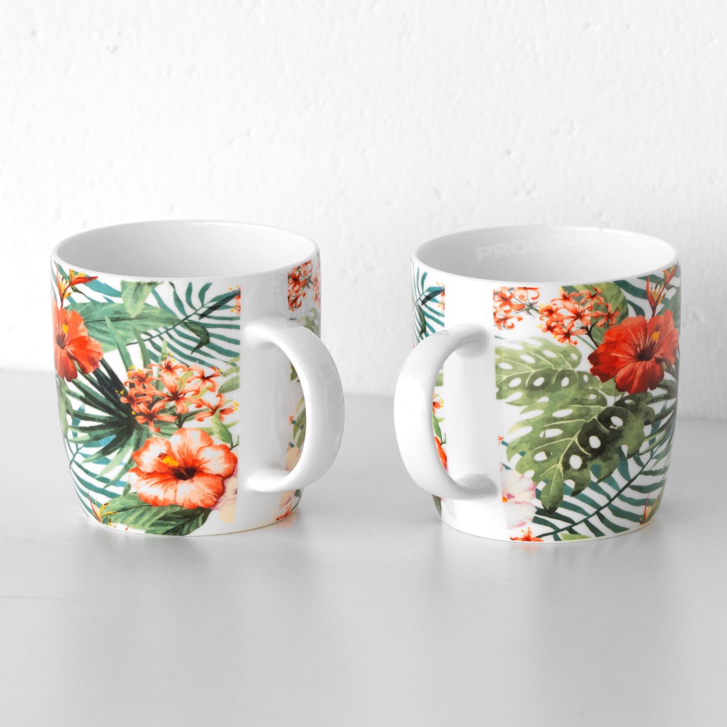 Set of 4 Floral Jungle Coffee Mugs