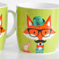 Set of 2 Green Dapper Fox Coffee Mugs