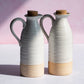 Set of 2 Stoneware Oil & Vinegar Jars 450ml Ribbed Pourer Bottles