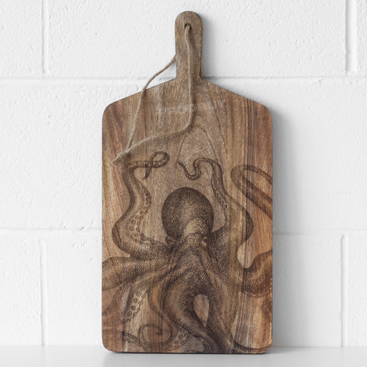 Large Octopus Chopping & Serving Board with Handle