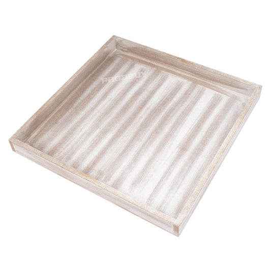 Square 30cm Rustic White Washed Wooden Tray