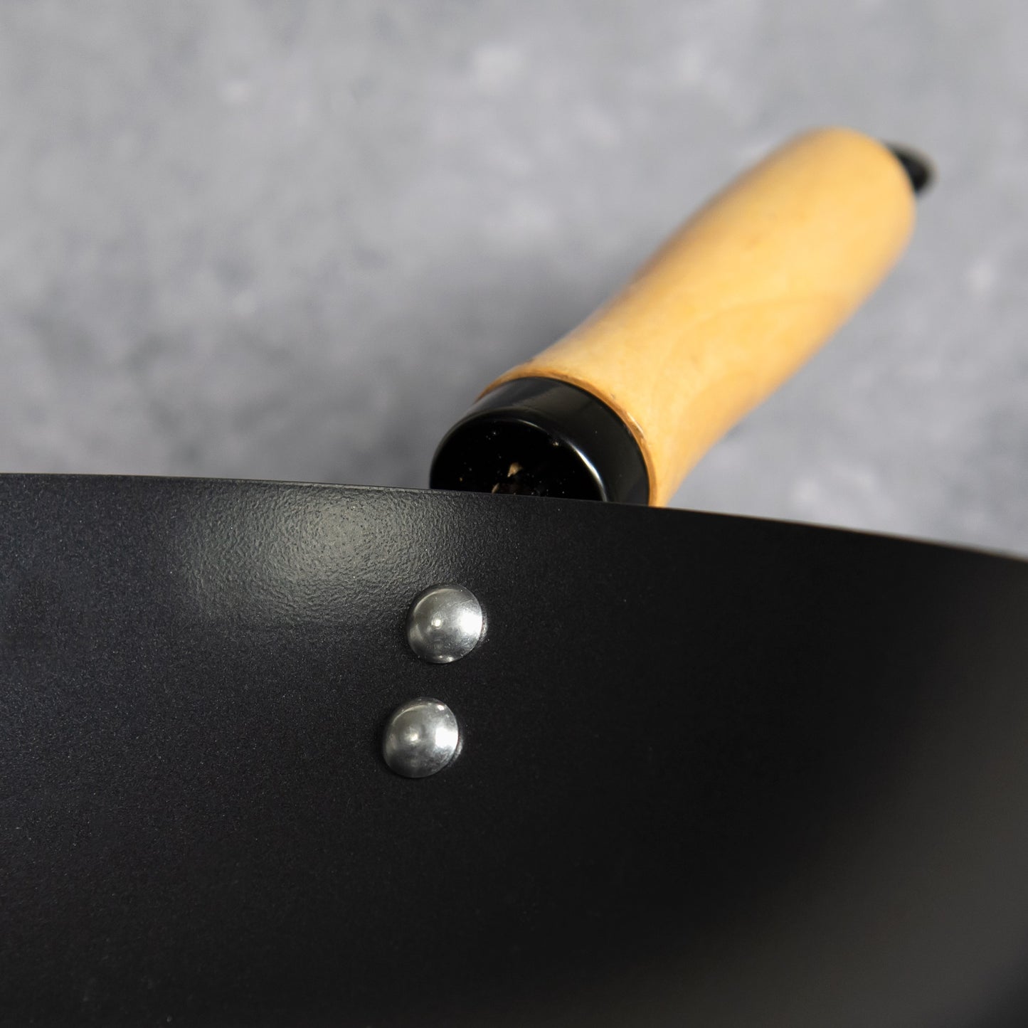 28cm Non-stick Flat Bottom Black Wok with Wooden Handle