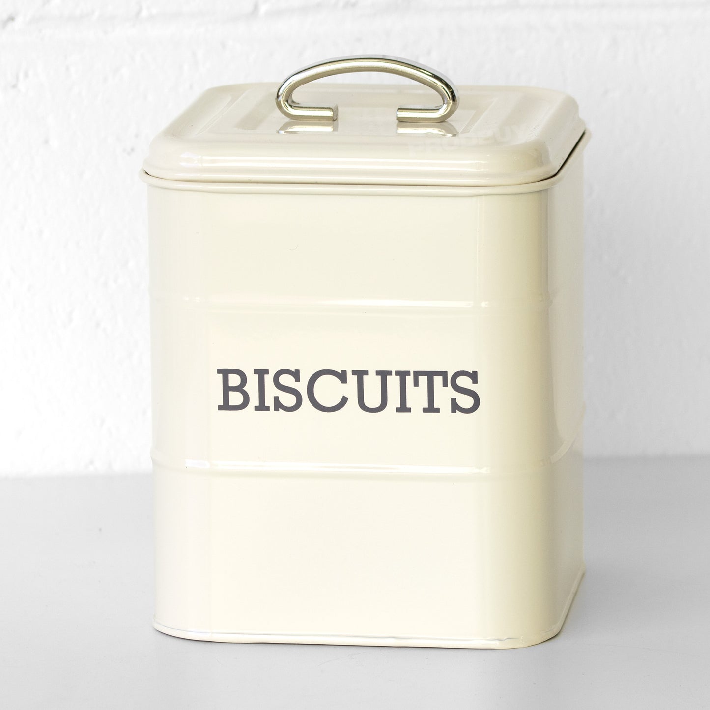 Cream Enamel Biscuit Storage Tin