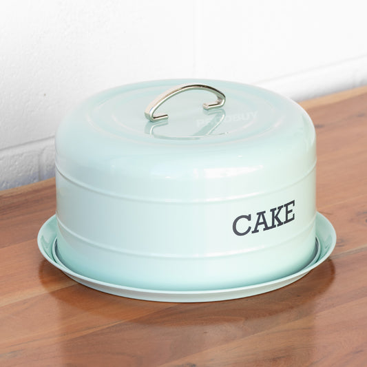 Pastel Blue Enamel Round Cake Storage Tin